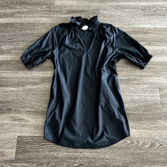 NWOT Sundays Spence Black Cotton Mini Dress Puff Sleeve V-Neck Shift Style Small - Picture 12 of 13